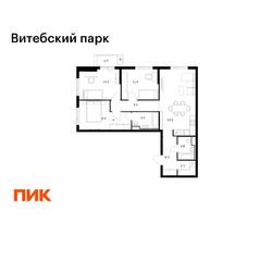 ЖК «Витебский парк», планировка 3-комнатной квартиры, 84.80 м²