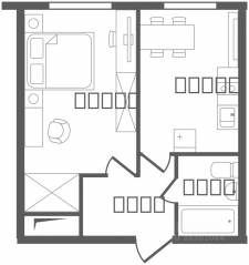 ЖК «Ювента», планировка 1-комнатной квартиры, 37.50 м²