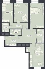 ЖК «Лайм», планировка 3-комнатной квартиры, 125.70 м²
