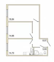 ЖК «Granholm Village», планировка 2-комнатной квартиры, 60.90 м²