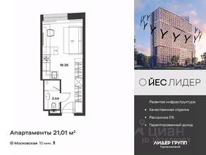 Апарт-комплекс «YE’S LEADER», планировка студии, 21.01 м²