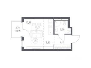 ЖК «Мытищи Парк», планировка студии, 23.44 м²