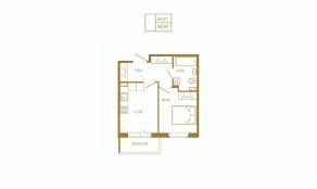 МЖК «Новая история», планировка 1-комнатной квартиры, 35.97 м²
