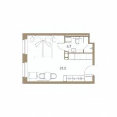 Апарт-комплекс «VIDI», планировка студии, 28.20 м²
