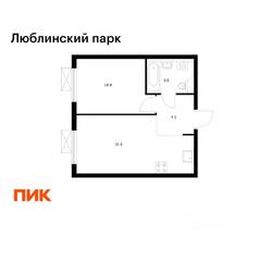 ЖК «Люблинский парк», планировка 1-комнатной квартиры, 35.30 м²