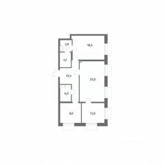 ЖК «Парусная 1», планировка 3-комнатной квартиры, 85.30 м²