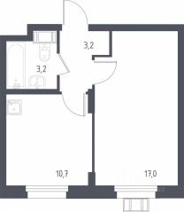МФК «Люберцы 2023», планировка 1-комнатной квартиры, 34.10 м²