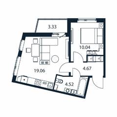 ЖК «Полис ЛАВрики», планировка 1-комнатной квартиры, 37.50 м²