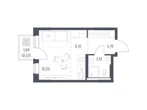 ЖК «Новое Видное», планировка студии, 23.16 м²