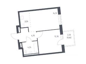 ЖК «Квартал Лаголово», планировка 1-комнатной квартиры, 39.73 м²