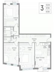МЖК «Эльйон», планировка 3-комнатной квартиры, 97.50 м²