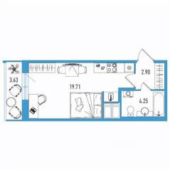 ЖК «Искра Сити», планировка студии, 27.95 м²