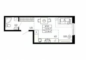 МЖК «Аннино Сити», планировка студии, 27.98 м²