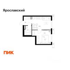 ЖК «Ярославский», планировка 1-комнатной квартиры, 32.50 м²