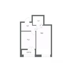 ЖК «NEWПИТЕР», планировка 1-комнатной квартиры, 40.45 м²