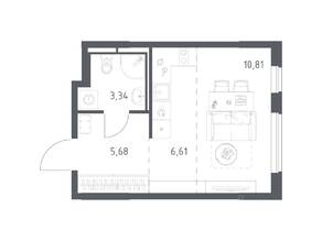 ЖК «Мытищи Парк», планировка студии, 26.44 м²