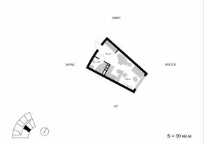 ЖК «Мытищи-Сити», планировка студии, 30.00 м²