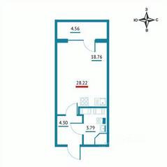 ЖК «Левитан», планировка студии, 28.22 м²
