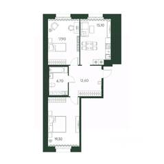 ЖК «Моисеенко, 10», планировка 2-комнатной квартиры, 73.40 м²