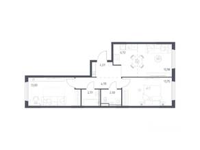 ЖК «Пригород Лесное», планировка 2-комнатной квартиры, 59.98 м²