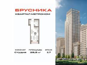 ЖК «Квартал Метроном», планировка студии, 28.50 м²