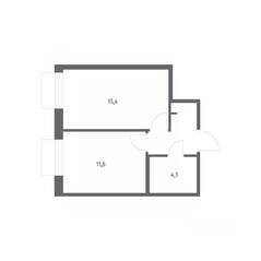 ЖК «Парусная 1», планировка 1-комнатной квартиры, 34.90 м²