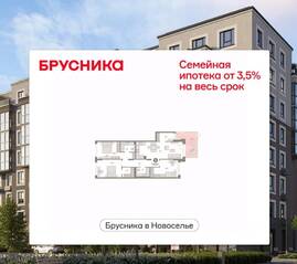 ЖК «Брусника в Новоселье», планировка 3-комнатной квартиры, 113.10 м²