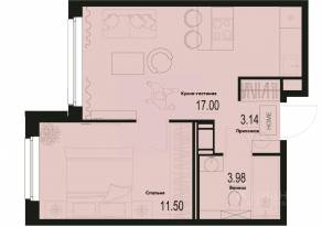 ЖК «ID Murino III», планировка 1-комнатной квартиры, 35.62 м²