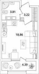 ЖК «БелАрт», планировка студии, 28.10 м²