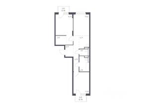 ЖК «Новые Лаврики», планировка 2-комнатной квартиры, 63.75 м²