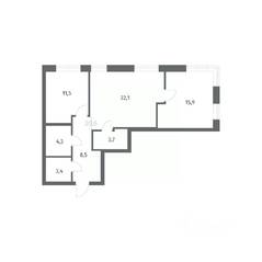 ЖК «NEWПИТЕР», планировка 2-комнатной квартиры, 69.46 м²
