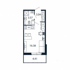 ЖК «Полис ЛАВрики», планировка студии, 22.50 м²