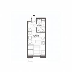 Апарт-комплекс «CitiMix Новокосино», планировка студии, 22.43 м²