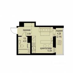 ЖК «ID Murino III», планировка студии, 23.52 м²