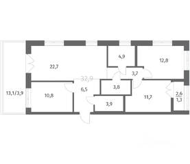 ЖК «NEWПИТЕР», планировка 3-комнатной квартиры, 86.05 м²