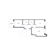 ЖК «Парусная 1», планировка 2-комнатной квартиры, 56.60 м²