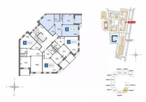 ЖК «Ново-Никольское», планировка 2-комнатной квартиры, 73.20 м²
