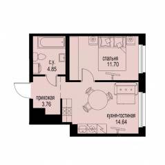 ЖК «ID Murino III», планировка 1-комнатной квартиры, 34.95 м²