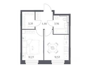 ЖК «Квартал Строгино», планировка 1-комнатной квартиры, 32.85 м²