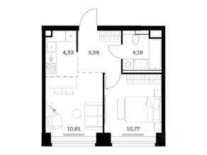 ЖК «Nova», планировка 1-комнатной квартиры, 35.48 м²