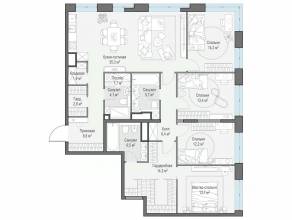 ЖК «Собрание клубных домов West Garden», планировка 4-комнатной квартиры, 141.60 м²