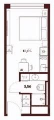 МФК «SAAN», планировка студии, 21.61 м²