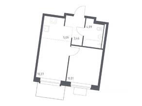 ЖК «Квартал Западный», планировка 1-комнатной квартиры, 32.92 м²