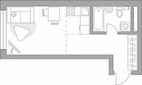ЖК «Тринити-3», планировка студии, 29.52 м²