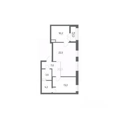 ЖК «NEWПИТЕР», планировка 2-комнатной квартиры, 63.46 м²