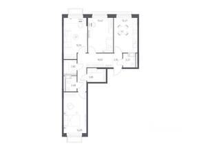 ЖК «Томилино Парк», планировка 3-комнатной квартиры, 77.85 м²