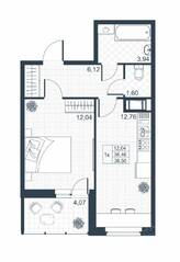ЖК «Ново-Антропшино», планировка 1-комнатной квартиры, 36.20 м²