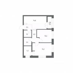 ЖК «NEWПИТЕР», планировка 2-комнатной квартиры, 58.11 м²