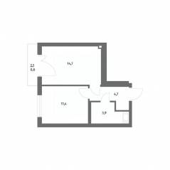 ЖК «Парусная 1», планировка 1-комнатной квартиры, 35.30 м²