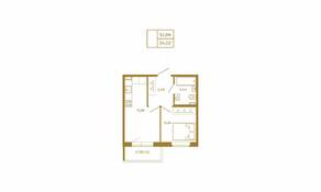 МЖК «Новая история», планировка 1-комнатной квартиры, 34.02 м²